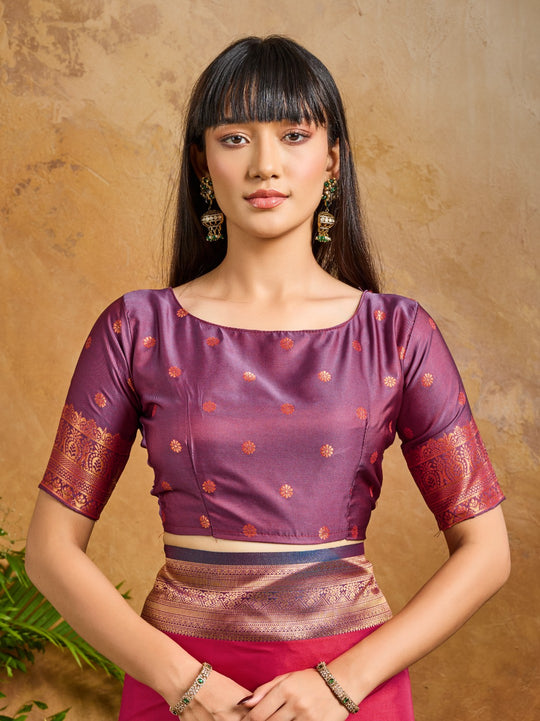 Red Pure Silk Handloom Weaving Saree With Blouse Piece