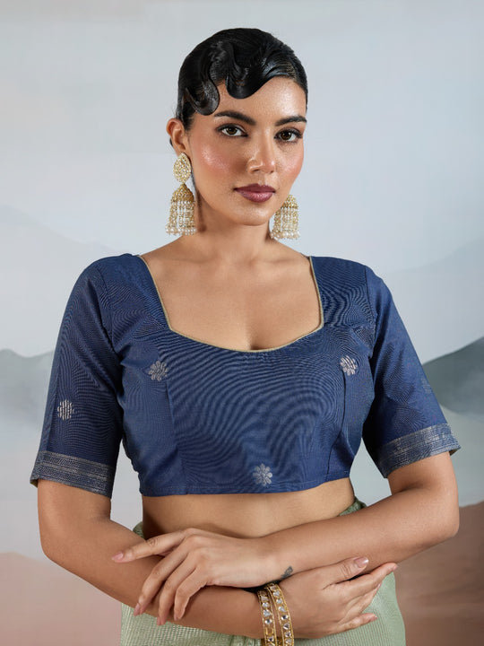 Green Handloom Zari Tissue - Brasso Weaving Saree With Blouse Piece