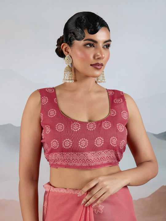 Pink Pure Viscose Cotton Handloom Weaving Saree With Blouse Piece