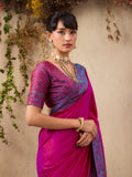 Pink Pure Kanjivaram Weaving Silk Saree With Blouse Piece
