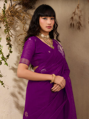 Wine Pure Munga Silk Handloom Weaving Saree With Blouse Piece