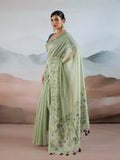 Green Handloom Zari Tissue - Brasso Weaving Saree With Blouse Piece