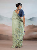 Green Handloom Zari Tissue - Brasso Weaving Saree With Blouse Piece