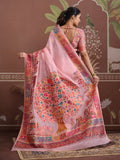 Pink Modal Cotton Pashmina Weaving Saree With Blouse Piece