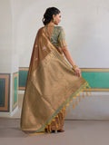 Brown Tussar Silk Handloom Weaving Saree With Blouse Piece