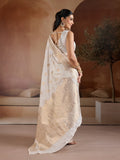 White Handloom Weaving Silk Saree With Blouse Piece