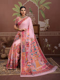 Pink Modal Cotton Pashmina Weaving Saree With Blouse Piece