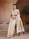 White Handloom Weaving Silk Saree With Blouse Piece