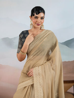 Grey Pure Viscose Cotton Handloom Weaving Saree With Blouse Piece