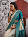 Rama Handloom Weaving Paper Silk Saree With Blouse Piece