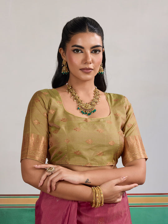 Pink Tussar Silk Handloom Weaving Saree With Blouse Piece