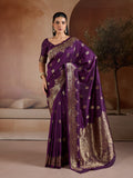Wine Handloom Weaving Silk Saree With Blouse Piece