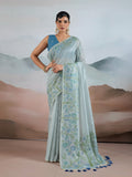 Blue Handloom Zari Tissue - Brasso Weaving Saree With Blouse Piece