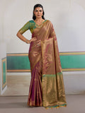 Brown Pure Silk Handloom Weaving Saree With Blouse Piece