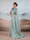 Blue Handloom Zari Tissue - Brasso Weaving Saree With Blouse Piece