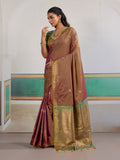 Brown Pure Silk Handloom Weaving Saree With Blouse Piece