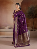 Wine Handloom Weaving Silk Saree With Blouse Piece