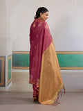 Pink Tussar Silk Handloom Weaving Saree With Blouse Piece