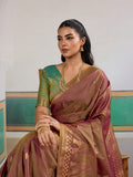 Brown Pure Silk Handloom Weaving Saree With Blouse Piece