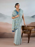 Blue Handloom Zari Tissue - Brasso Weaving Saree With Blouse Piece