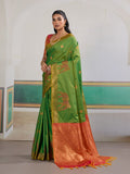 Green Pure Silk Handloom Weaving Saree With Blouse Piece