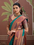 Sea-Rama Tussar Silk Handloom Weaving Saree With Blouse Piece