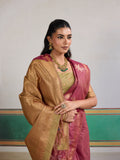Pink Tussar Silk Handloom Weaving Saree With Blouse Piece