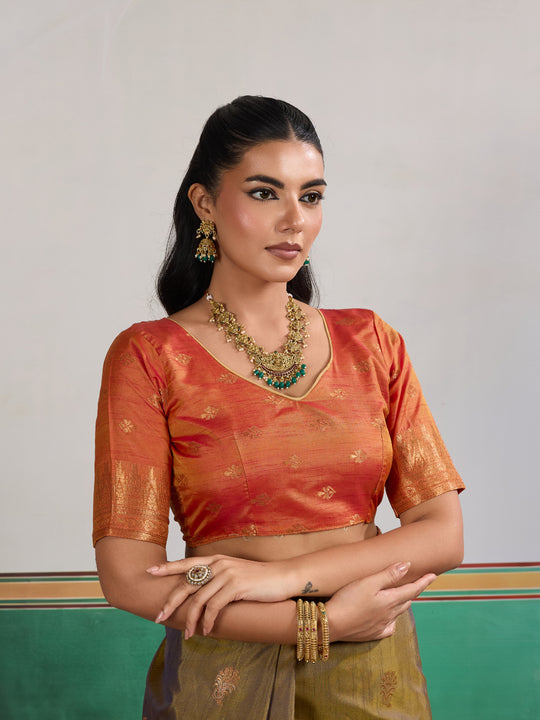 Dark-Grey Tussar Silk Handloom Weaving Saree With Blouse Piece