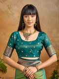Green Pure Silk Handloom Weaving Saree With Blouse Piece