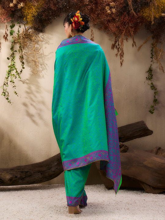 Rama Pure Kanjivaram Weaving Silk Saree With Blouse Piece