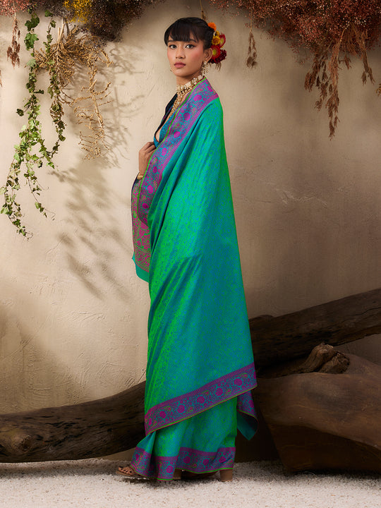 Rama Pure Kanjivaram Weaving Silk Saree With Blouse Piece