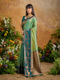 Green Pure Silk Handloom Weaving Saree With Blouse Piece
