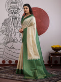 Green Handloom Weaving Paper Silk Saree With Blouse Piece