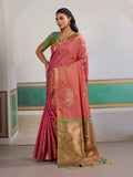Pink Pure Silk Handloom Weaving Saree With Blouse Piece