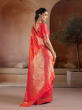 Orange Handloom Weaving Silk Saree With Blouse Piece