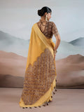 Gold Pure Viscose Cotton Handloom Weaving Saree With Blouse Piece