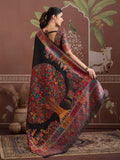 Black Modal Cotton Pashmina Weaving Saree With Blouse Piece