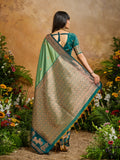 Green Pure Silk Handloom Weaving Saree With Blouse Piece
