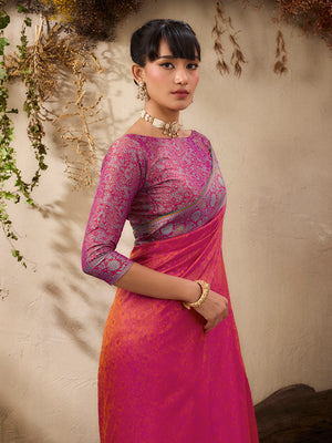 Rani Pure Kanjivaram Weaving Silk Saree With Blouse Piece