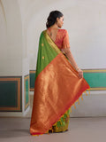 Green Pure Silk Handloom Weaving Saree With Blouse Piece