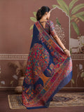 Blue Modal Cotton Pashmina Weaving Saree With Blouse Piece