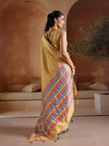 Yellow Handwoven Bhagalpuri Weaving With Multi Pallu & Blouse Saree With Blouse Piece