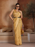 Yellow Handwoven Bhagalpuri Weaving With Multi Pallu & Blouse Saree With Blouse Piece