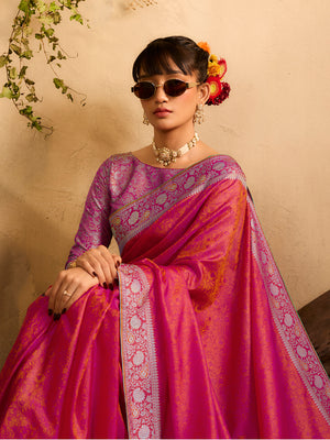 Rani Pure Kanjivaram Weaving Silk Saree With Blouse Piece