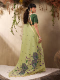 Green Munga Cotton Handloom Weaving Saree With Blouse Piece