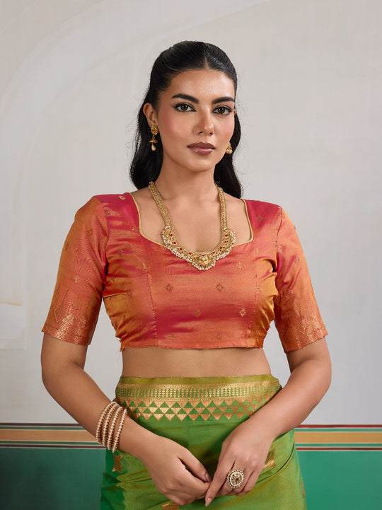 Green Pure Silk Handloom Weaving Saree With Blouse Piece