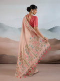 Light-Pink Handloom Zari Tissue - Brasso Weaving Saree With Blouse Piece