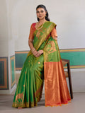 Green Pure Silk Handloom Weaving Saree With Blouse Piece
