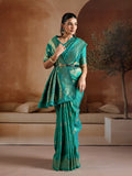 Rama Handloom Weaving Silk Saree With Blouse Piece