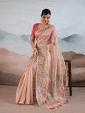 Light-Pink Handloom Zari Tissue - Brasso Weaving Saree With Blouse Piece